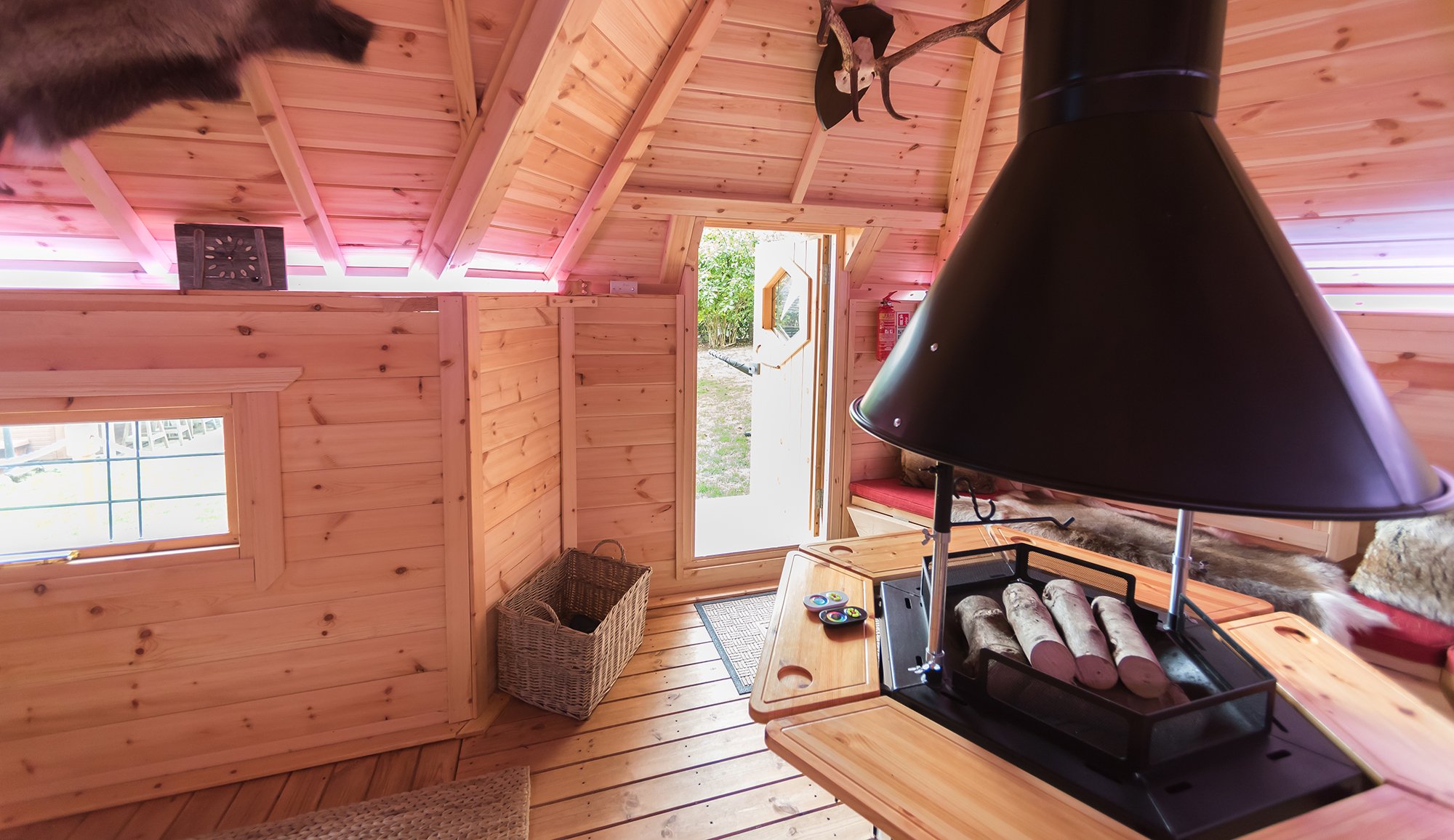 Interior of Log Cabin Garden Bar by Arctic Cabins