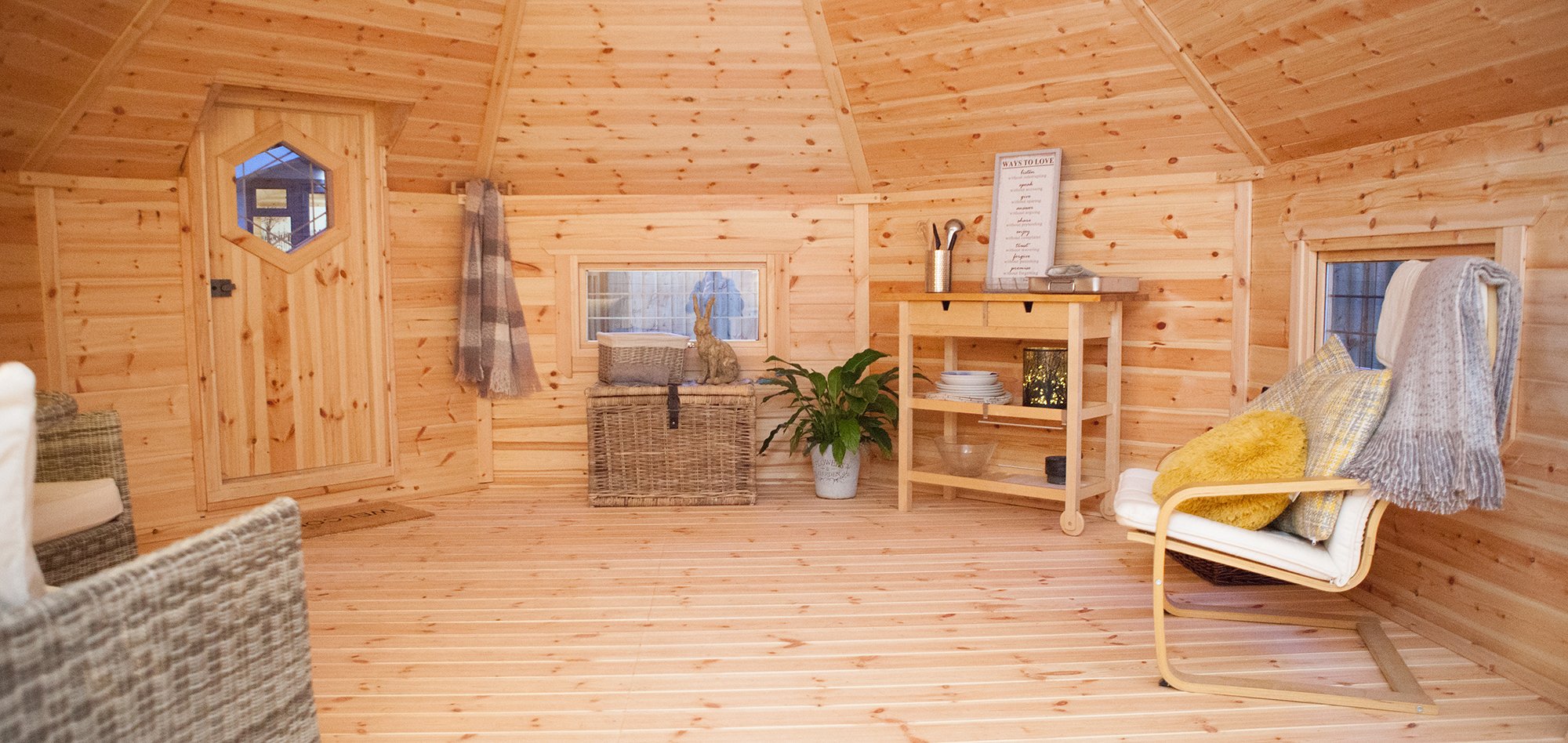 Inside of a Timber Cabin Garden Room by Arctic Cabins