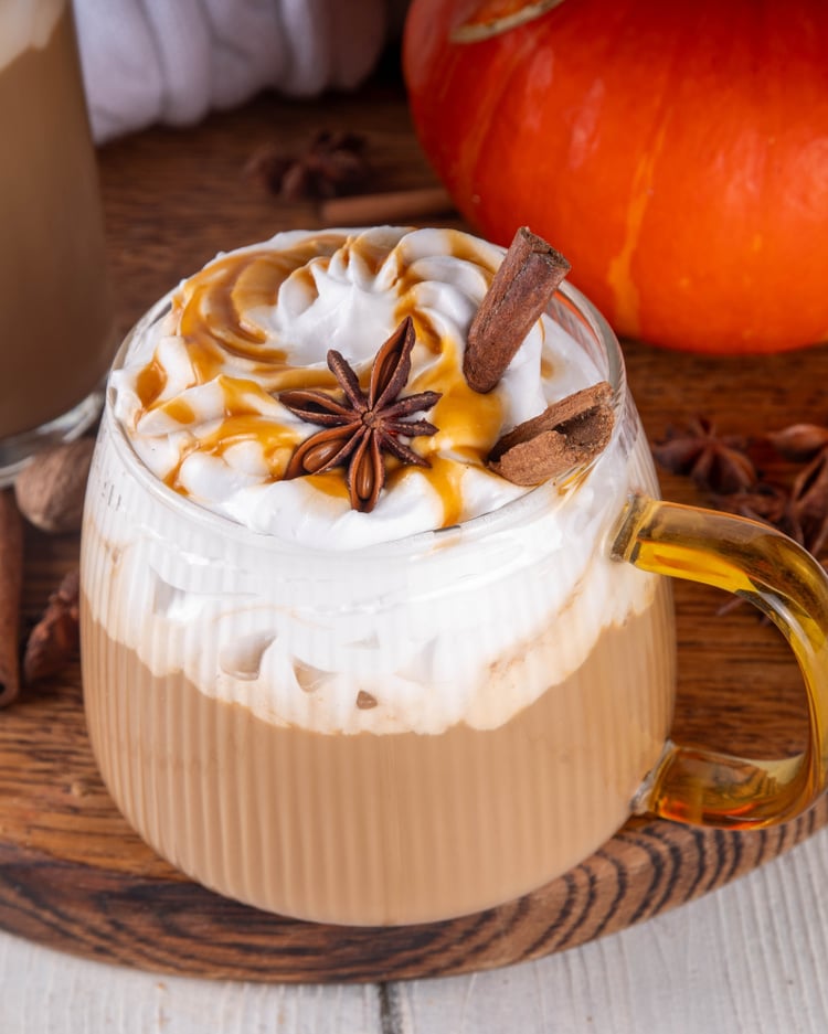 spiced pumpkin latte in glass