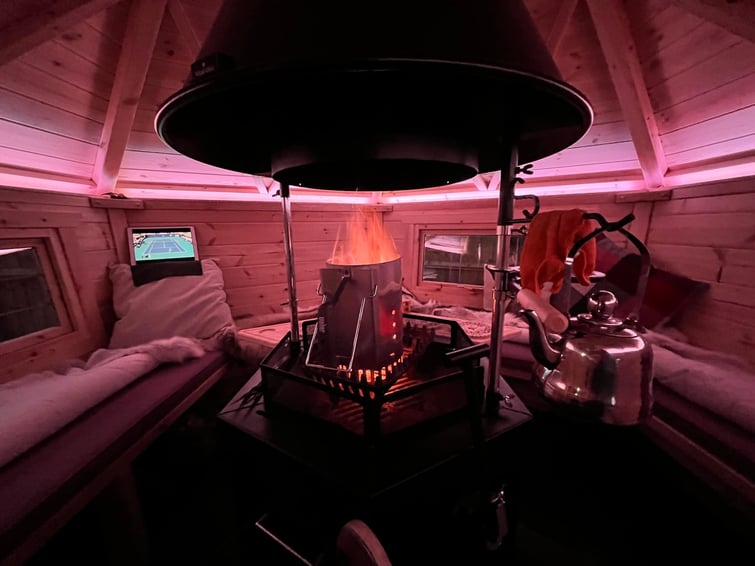 Fire Pit inside Arctic Cabins BBQ Hut