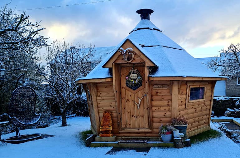 Snowy Log Cabin