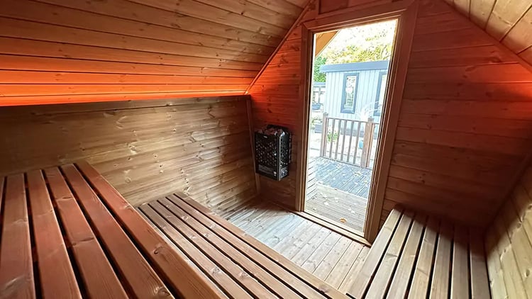 inside an arctic sauna cabin