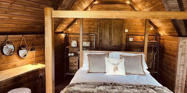 interior of an arctic cabin bedroom